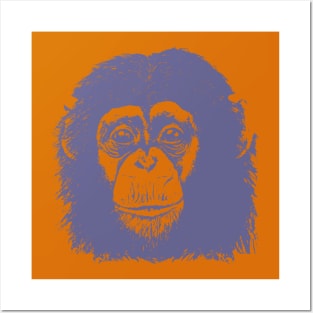 Purple Chimp face Posters and Art